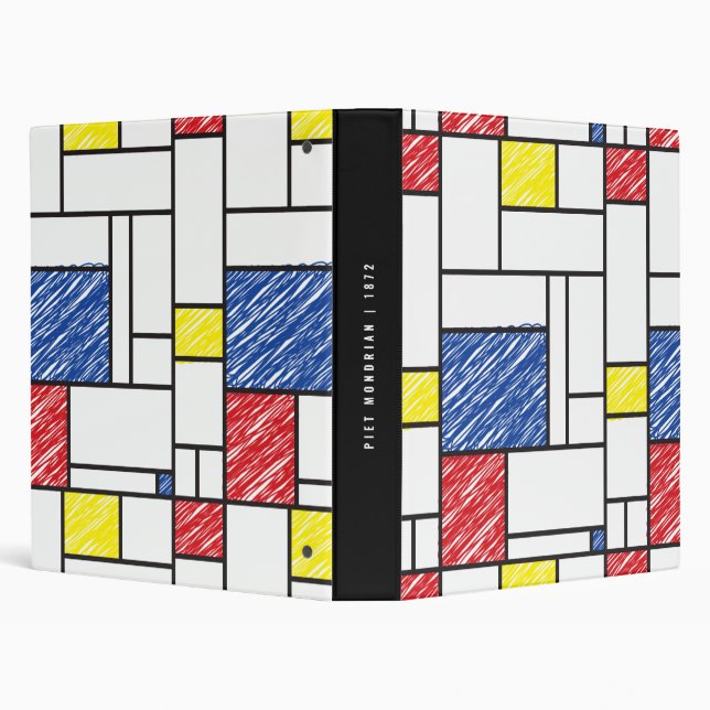 Mondrian Scribbles Minimalist De Stijl Modern Art Binder (Background)