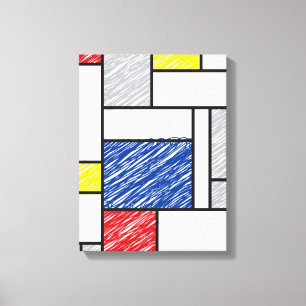 Mondrian Scribbles Minimalist De Stijl Modern Art Canvas Print