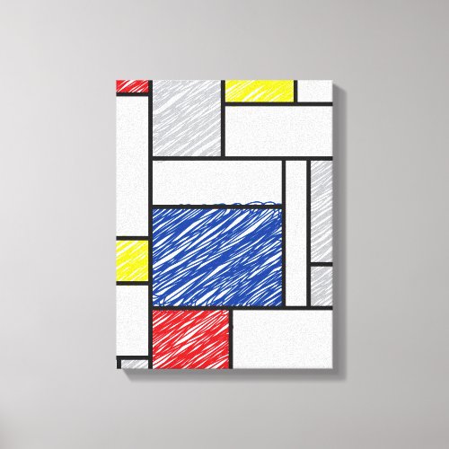 Mondrian Scribbles Minimalist De Stijl Modern Art Canvas Print