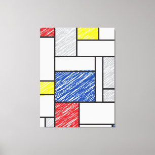 Mondrian Scribbles Minimalist De Stijl Modern Art Canvas Print