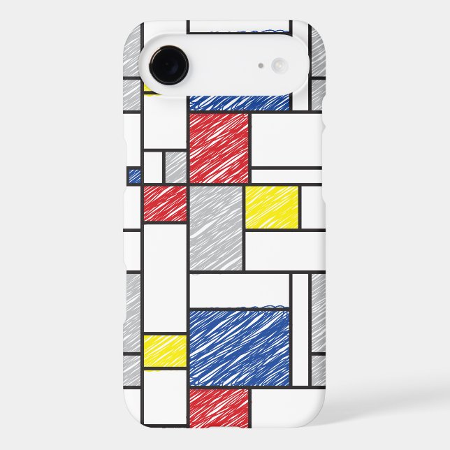 Mondrian Scribbles Minimalist De Stijl Modern Art Case-Mate iPhone Case (Back)