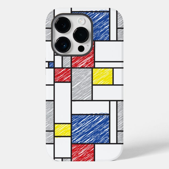Mondrian Scribbles Minimalist De Stijl Modern Art Case-Mate iPhone Case (Back)