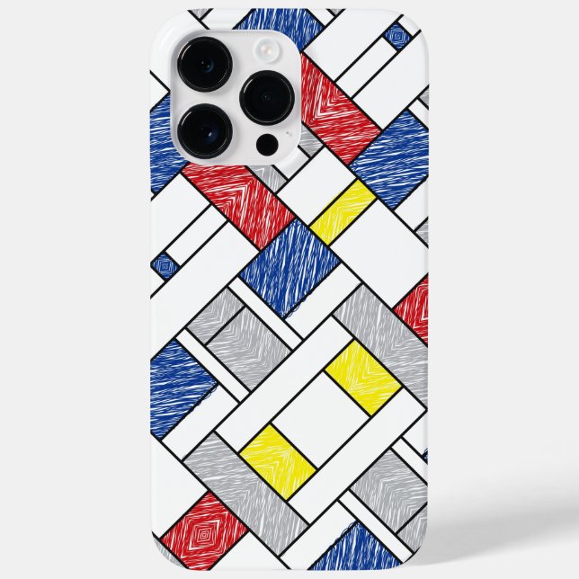 Mondrian Scribbles Minimalist De Stijl Modern Art Case-Mate iPhone Case (Back)