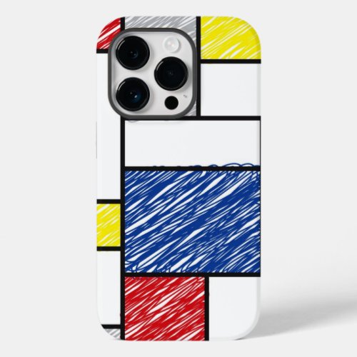 Mondrian Scribbles Minimalist De Stijl Modern Art Case_Mate iPhone 14 Pro Case