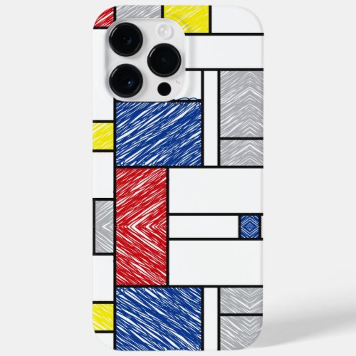 Mondrian Scribbles Minimalist De Stijl Modern Art Case_Mate iPhone 14 Pro Max Case