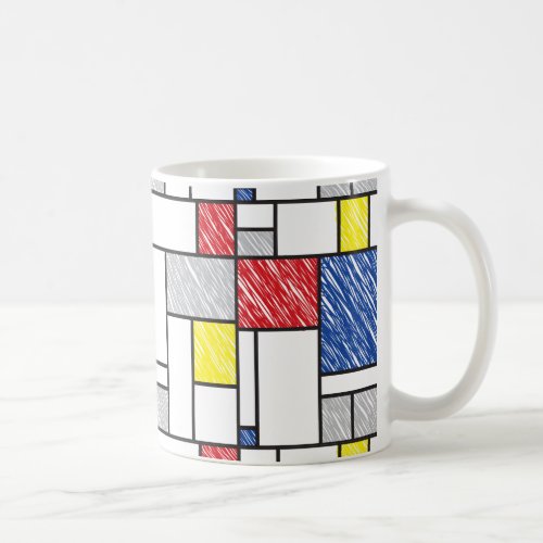 Mondrian Scribbles Minimalist De Stijl Modern Art Coffee Mug