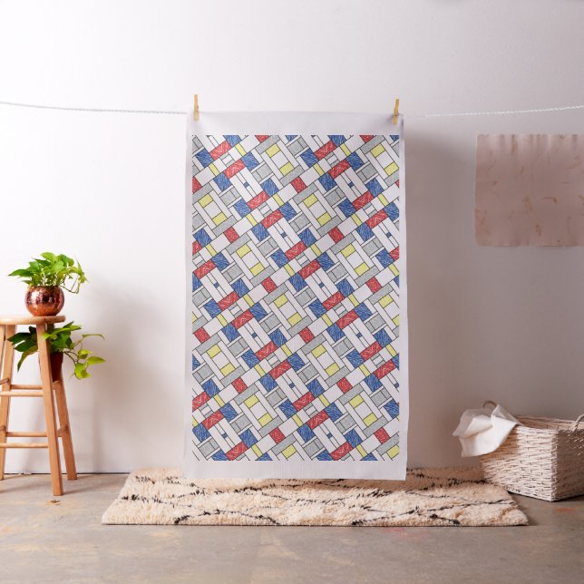 Mondrian Scribbles Minimalist De Stijl Modern Art Fabric (In Situ)