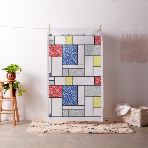 Mondrian Scribbles Minimalist De Stijl Modern Art Fabric