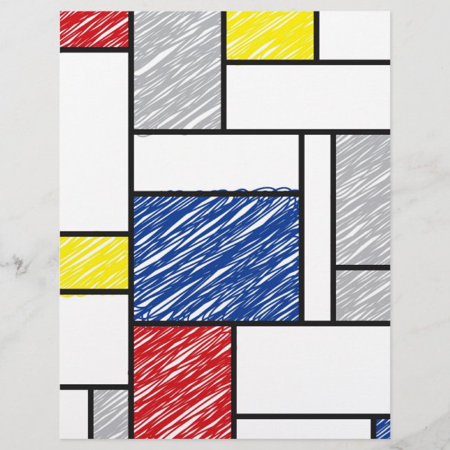 Mondrian Scribbles Minimalist De Stijl Modern Art Flyer (Front)