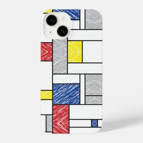 Mondrian Scribbles Minimalist De Stijl Modern Art iPhone 14 Case