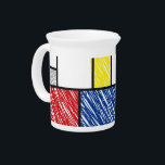 Mondrian Scribbles Minimalist De Stijl Modern Art Pitcher<br><div class="desc">Mondrian Minimalist De Stijl Modern Art Scribbles And Sketches in Red, Blue, Yellow And Grey Color Blocks Design. This simple design features modern and graphic color blocks, bold black lines and bright primary colors in freestyle sketched scribbles. It is inspired by Piet Mondrian's abstract works and movement. Designed by fat*fa*tin....</div>