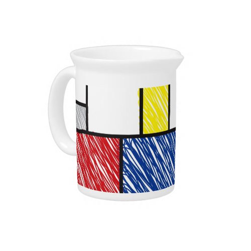 Mondrian Scribbles Minimalist De Stijl Modern Art Pitcher