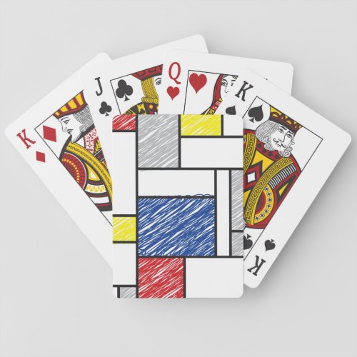 Mondrian Scribbles Minimalist De Stijl Modern Art Playing Cards