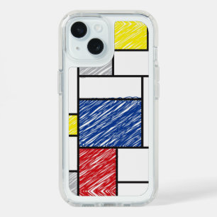 Mondrian Scribbles Minimalist De Stijl Modern Art iPhone 15 Case