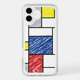 Mondrian Scribbles Minimalist De Stijl Modern Art iPhone 16 Plus Case