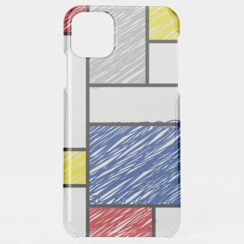 Mondrian Scribbles Minimalist De Stijl Modern Art Iphone 11 Pro Max Case by fat_fa_tin at Zazzle