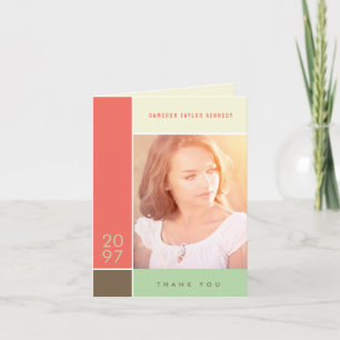 Mondrian Simple Color Blocks Graduation Photo Thank You Card