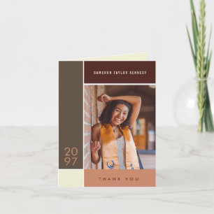 Mondrian Simple Color Blocks Graduation Photo Thank You Card
