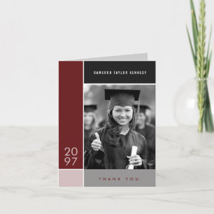 Mondrian Simple Color Blocks Graduation Photo Thank You Card