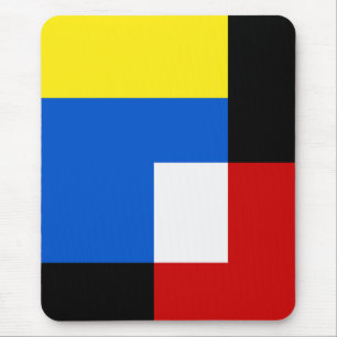 Mondrian Style Abstract Geometric Art Retro Tones Mouse Pad