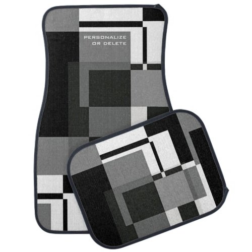 Mondrian Style Abstract Modern Pattern Black White Car Floor Mat
