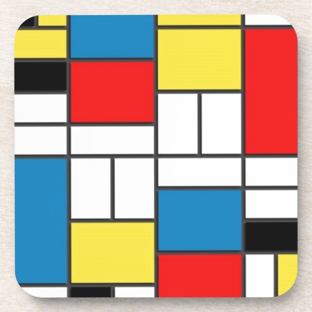 Mondrian Style Beverage Coaster (Front)