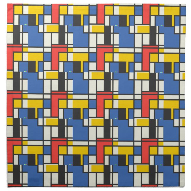 Mondrian Style Color Blocks Cloth Napkin (Front)