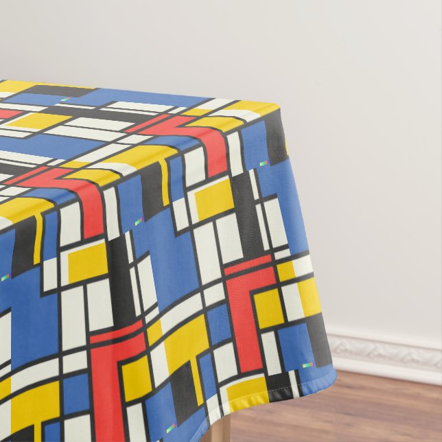Mondrian Style Color Blocks Tablecloth (In Situ)