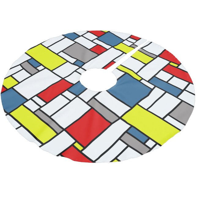 Mondrian style design brushed polyester tree skirt (Angled)