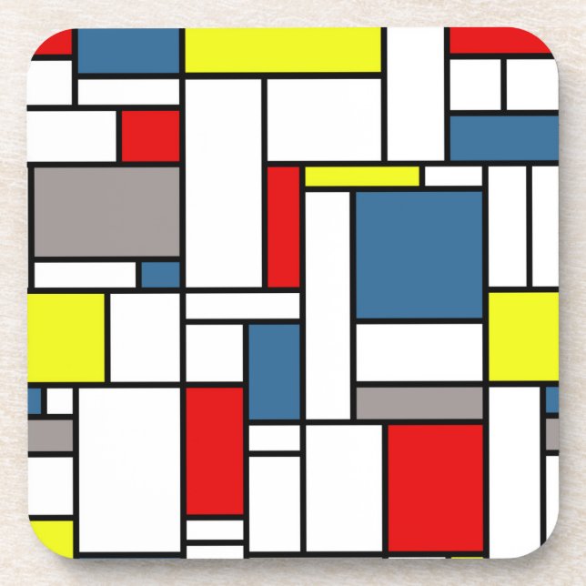 Mondrian style design drink coaster (Front)