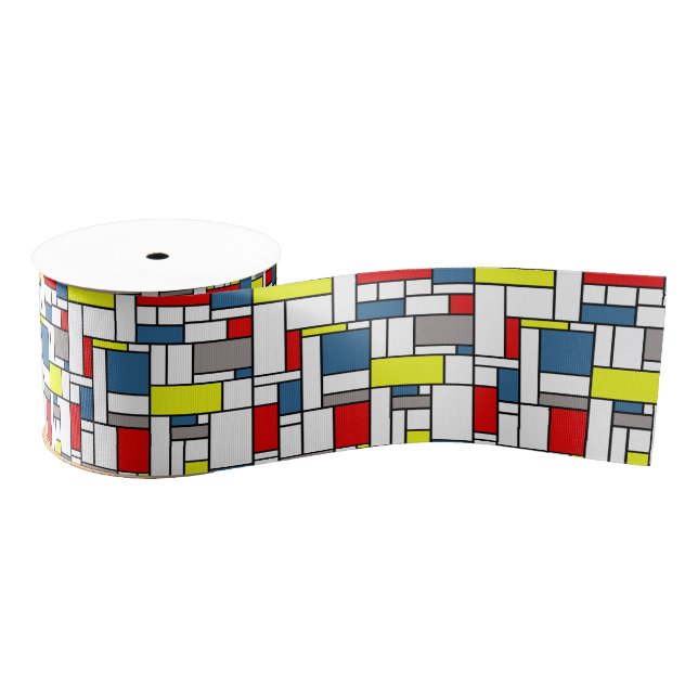Mondrian style design grosgrain ribbon (Spool)