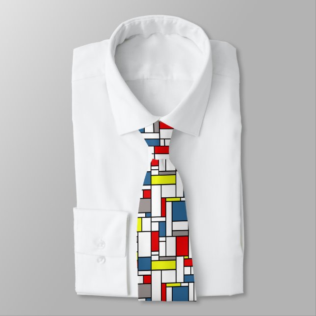 Mondrian style design neck tie (Tied)