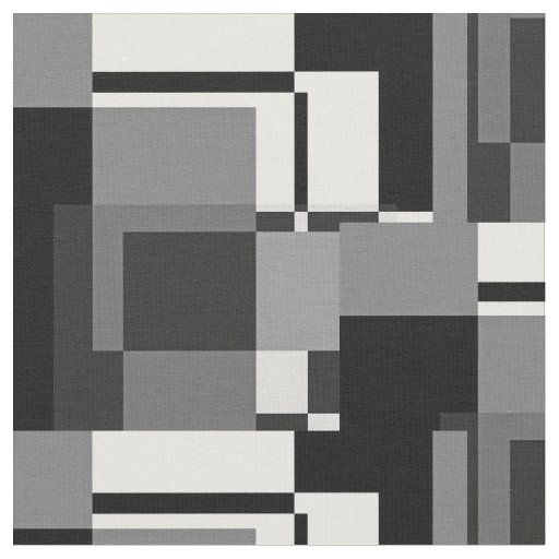 Mondrian Style Grey Abstract Modern Geometric Chic Fabric