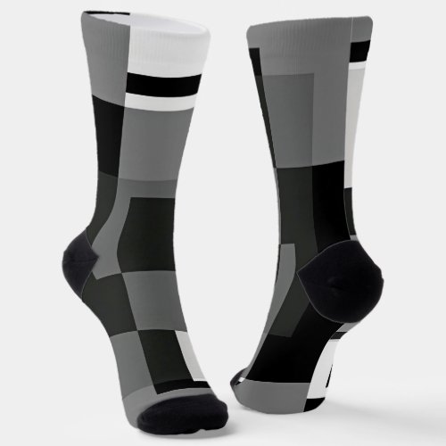 Mondrian Style Grey Abstract Modern Geometric Chic Socks