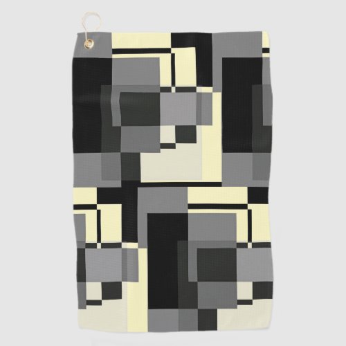 Mondrian Style Grey Yellow Abstract Modern Pattern Golf Towel