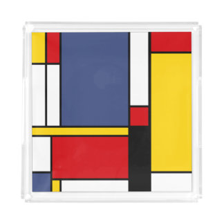 Mondrian Style Modern Abstract Art Design Acrylic Tray