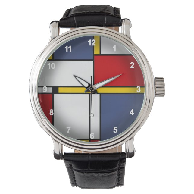 Mondrian Style Modern Abstract Art Design Watch (Front)