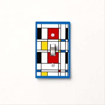 Mondrian Style Neo-plasticism Art Blue Border Light Switch Cover by FalconsEye at Zazzle