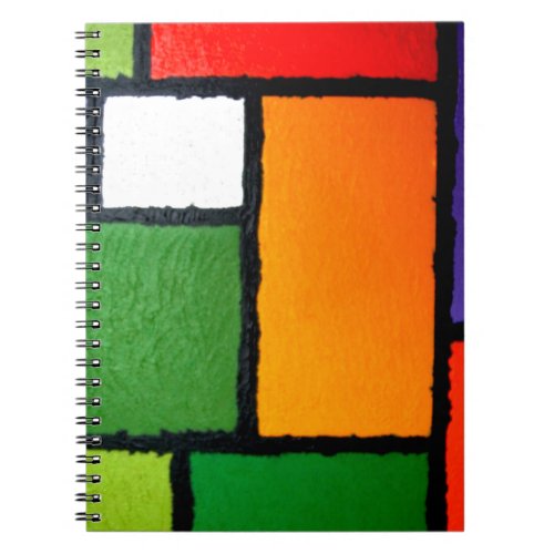 Mondrian Style Orange Green Blue Fuzzy Abstract Notebook