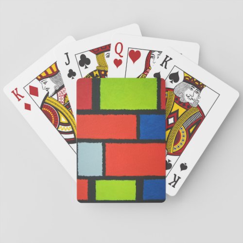 Mondrian Style Orange Green Blue Fuzzy Abstract Playing Cards