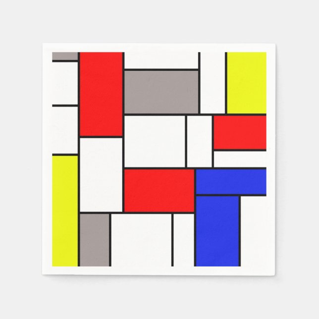 Mondrian style paper napkins (Front)
