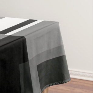 Mondrian Style Pattern Black White Grey Geometric Tablecloth