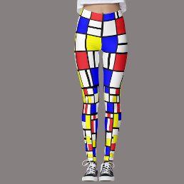 Mondrian style primary colors rectangles modern  leggings