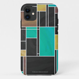 Mondrian Teal Brown Black Print iPhone 11 Case