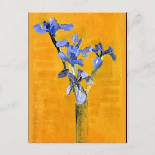 Mondrian _ Vase of Irises on Table Postcard