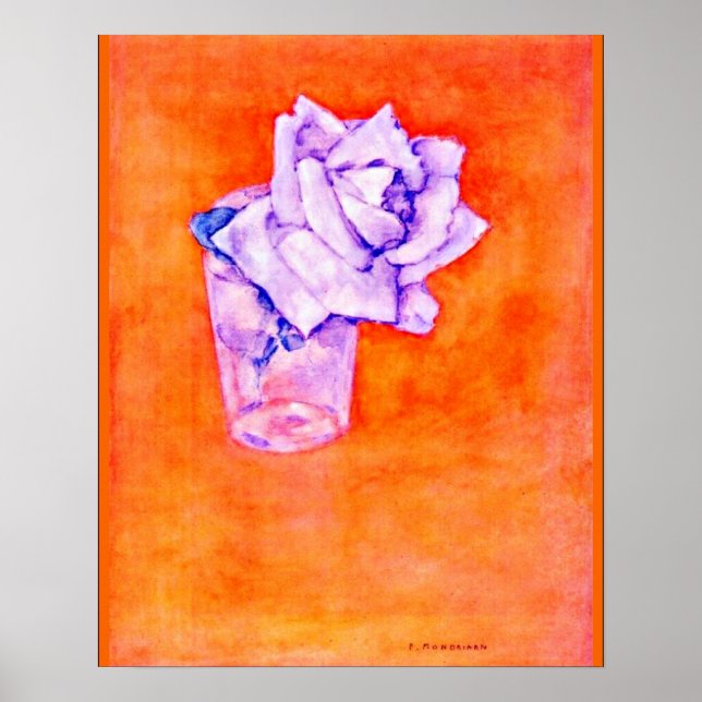 Mondrian - White Rose in Glass, famous painting Poster (Front)