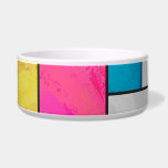 Mondrian Yellow Pink Blue Print Bowl<br><div class="desc">Mondrian Yellow,  Pink,  Blue,  and Black line gifts and accessories features our textured Piet Mondrian inspired art with our unique signature texture and colors in geometric abstract patterns created by our talented artist and draftsman,  Kurt Keller.</div>