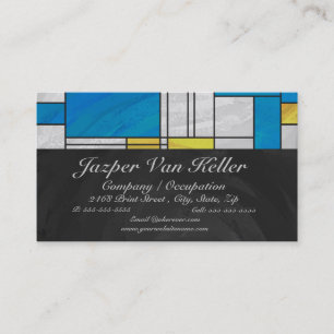 Mondrian Yellow Pink Blue Print Business Card