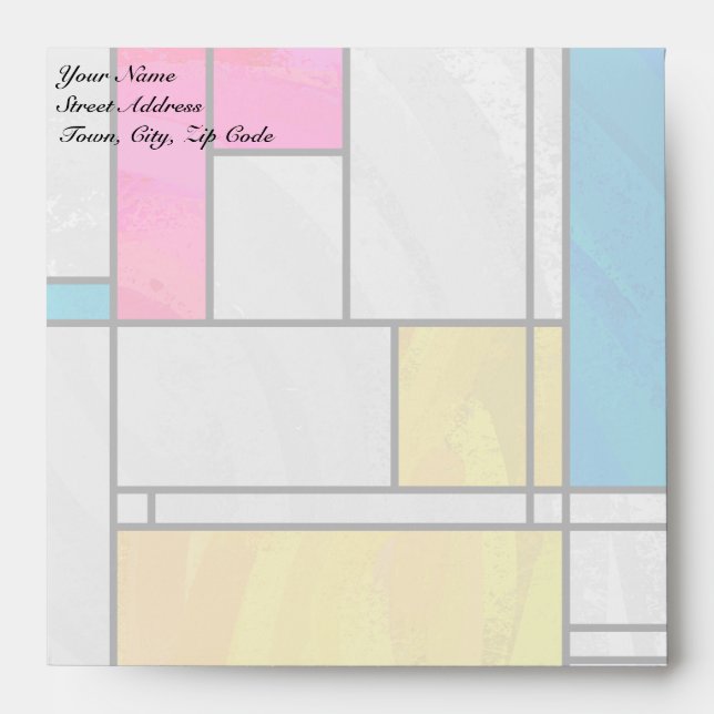 Mondrian Yellow Pink Blue Print Envelope (Front)