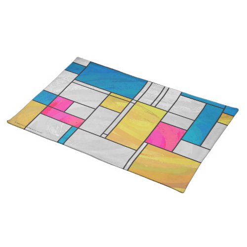 Mondrian Yellow Pink Blue Print Placemat